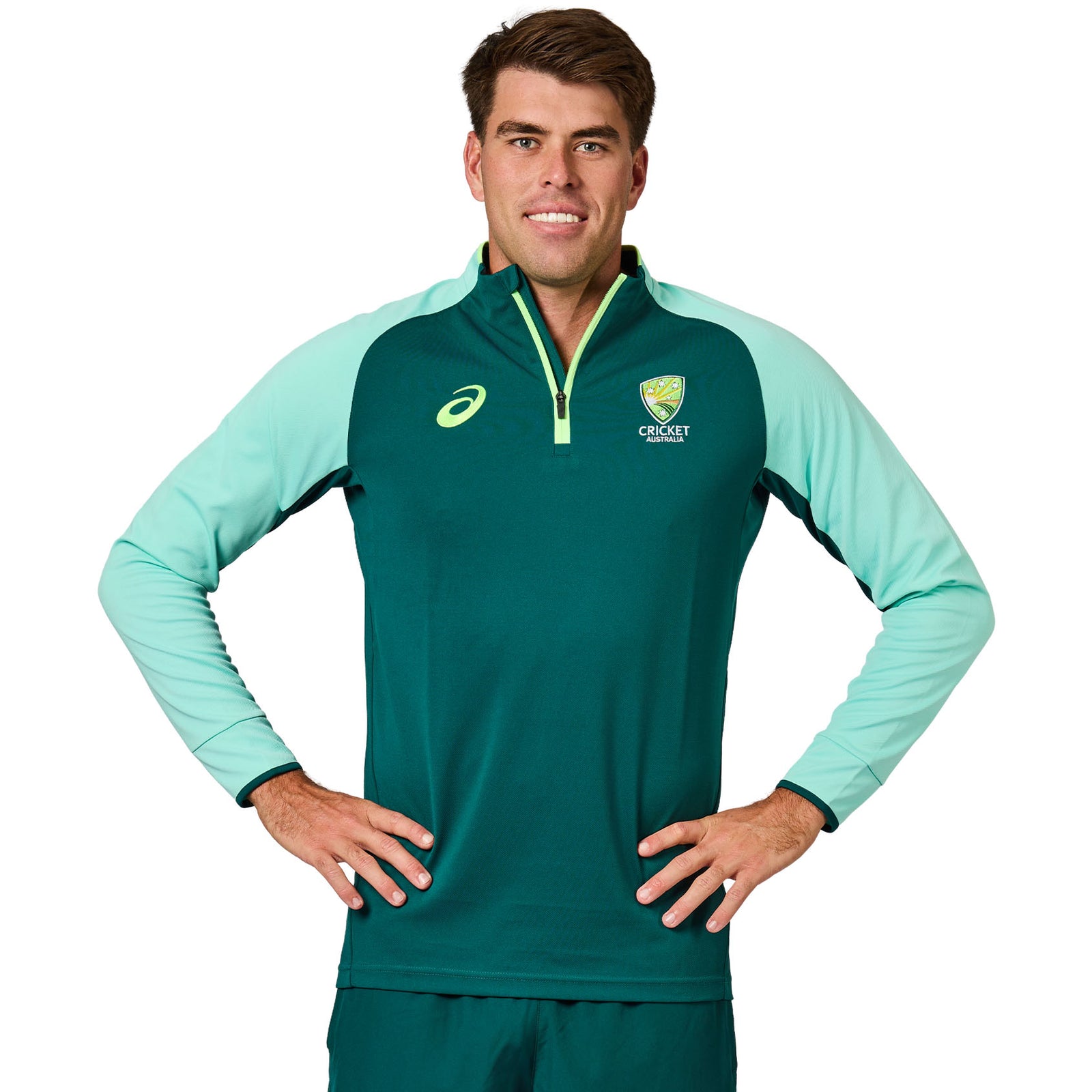 Asics Cricket Australia 26 Long Sleeve 1/4 Zip Training Top