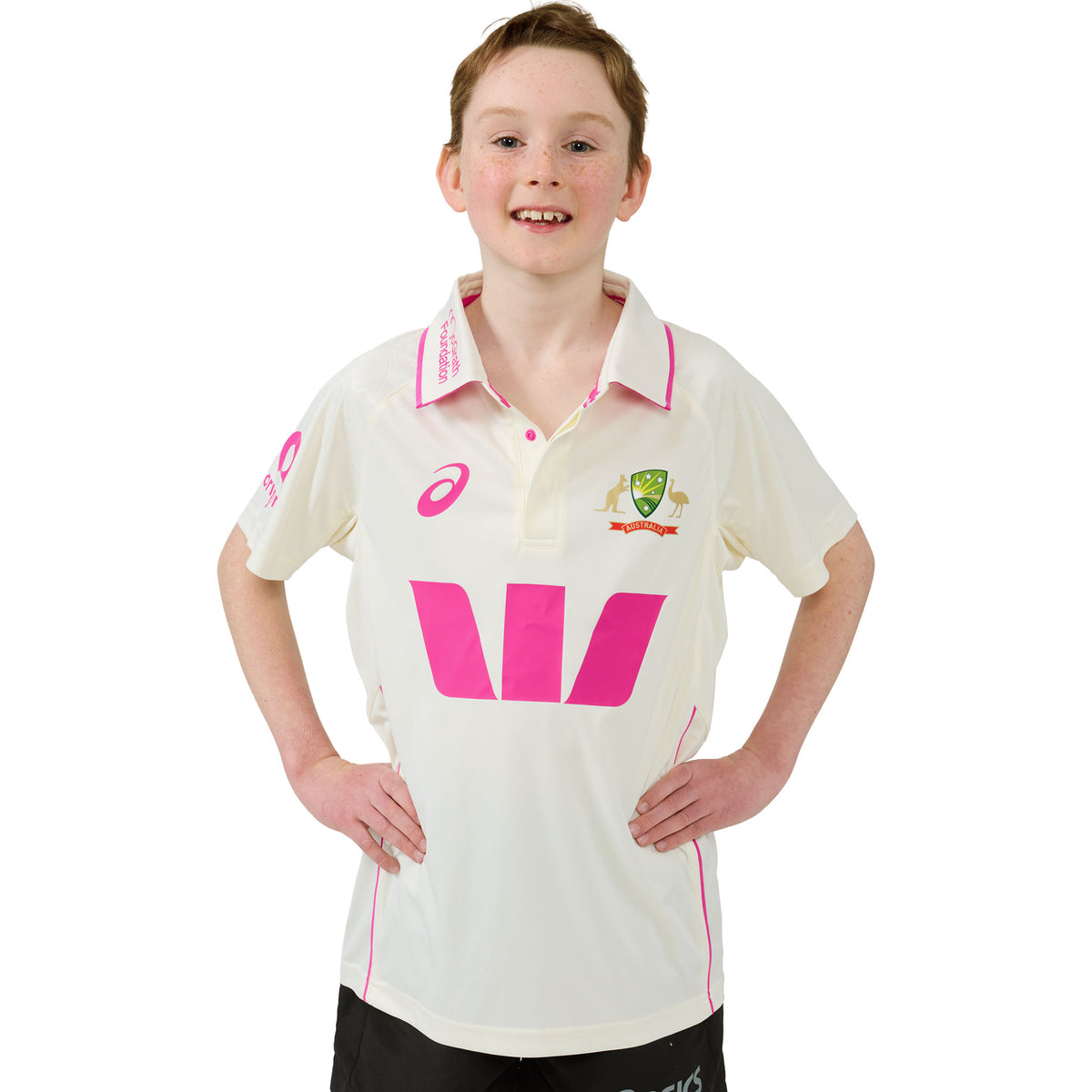 Asics Cricket Australia 26 Replica Pink Test Shirt Youth