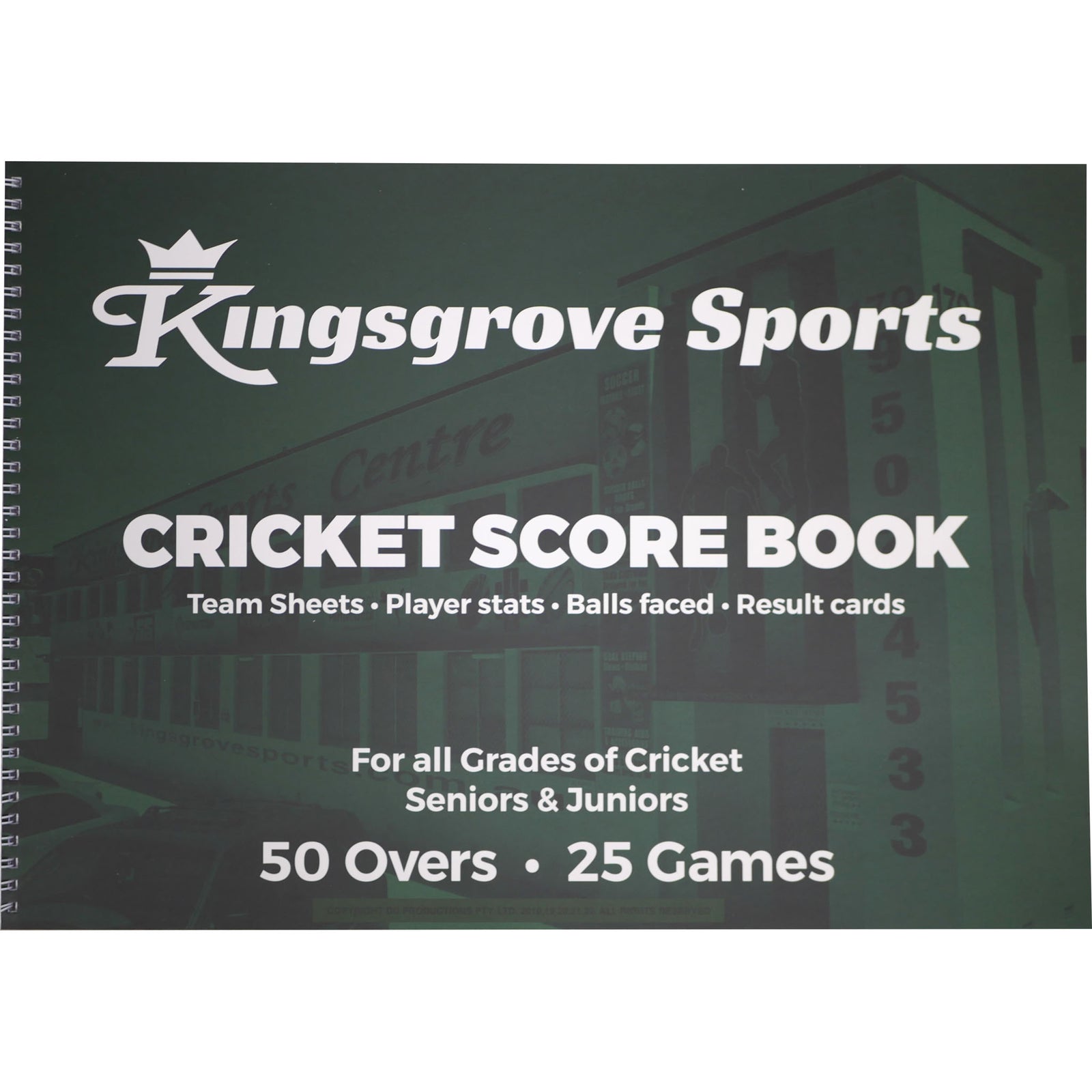 Kingsgrove Sports Cricket Scorebook 50 Overs